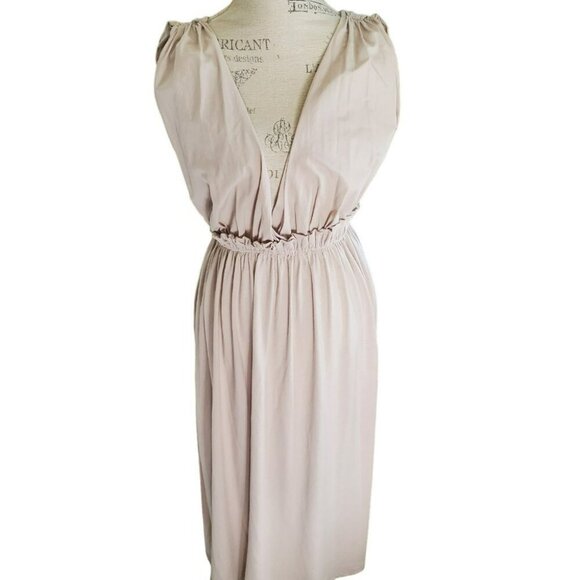 ZARA | Sleeveless Ruffle Waistline Beige Boho Maxi Dress (S) - Picture 2 of 11